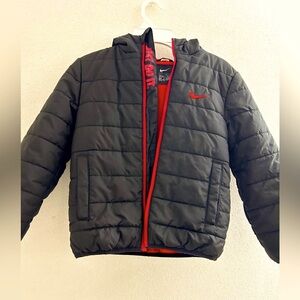 Nike Kids Black and Red Puffer Coat *needs new zipper